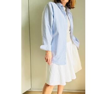 Y2K Mens Pinstriped Button Down Shirts Womens oversized Fit cotton Size Mens 16